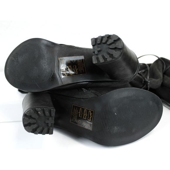 Leila Stone Rayne Suede Lace Up Zip Tall Boots Women 6 Block Heel 3.5" Dark Gray - Picture 9 of 15